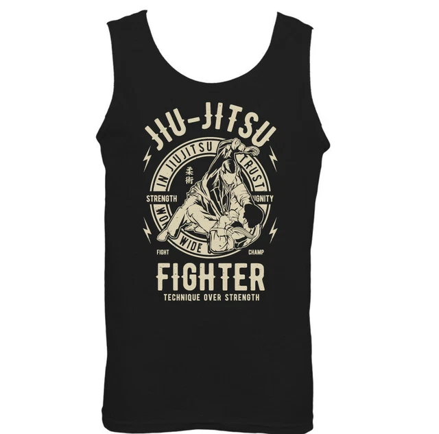 Jiu Jitsu Fighter Mens Martial Arts Vest Training Top Gym MMA Brazilian Fight