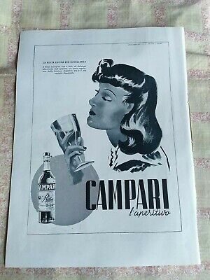 Pubblicità - Campari l'aperitivo- 1940 - 27x37 cm - Advertising Werbung Vintage