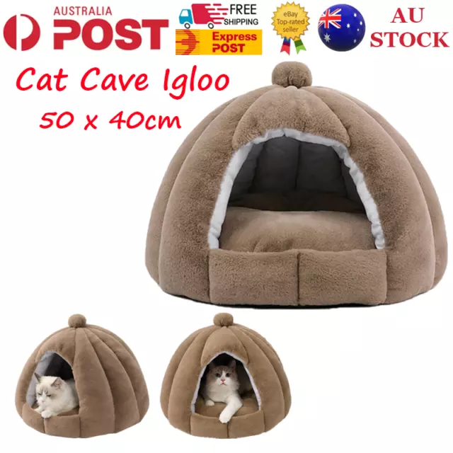 Large Cat Cave Igloo Soft Cushion Pet Dog Warm House Bed Mat Nest Kitten Puppy