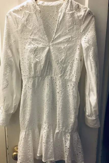BCBG Max Azria Designer Women’s White Lined Cotton Dress BRAND NEW NEVER WORN