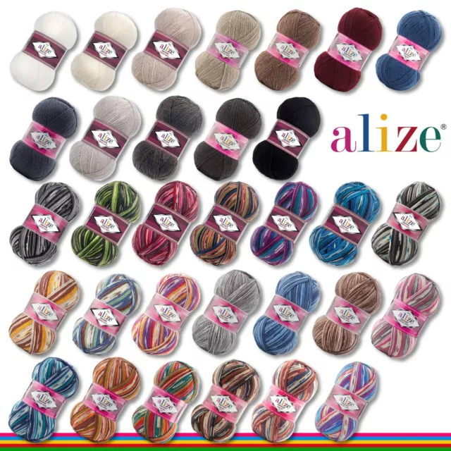 Alize 5x 100G Superwash Comfort Calcetines de Lana Strumpfgarn Lana 32 Colores