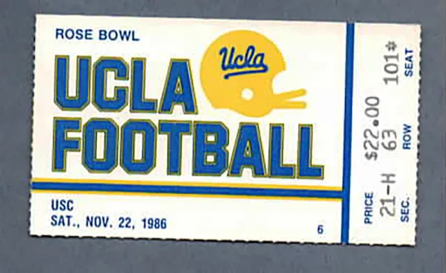 1986--UCLA BRUINS v. USC TROJANS--FOOTBALL TICKET--NMT