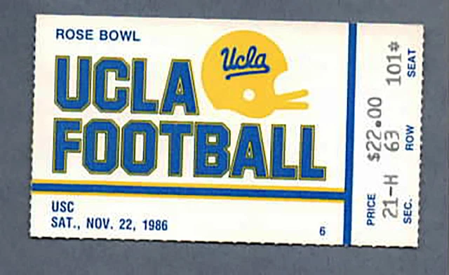 1986--UCLA BRUINS v. USC TROJANS--FOOTBALL TICKET--NMT