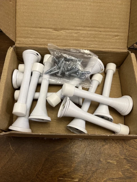 10 Pack Spring Door Stopper with Rubber Bumper White Color 3-1/8 Flexi