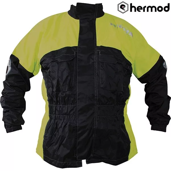 Richa Rain Warrior Waterproof Motorcycle Over Jacket - Black/Fluo