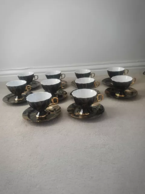 Yamasen Fine Porcelain 12 PCS cup & saucers 24 Gold Collection Japan Vintage