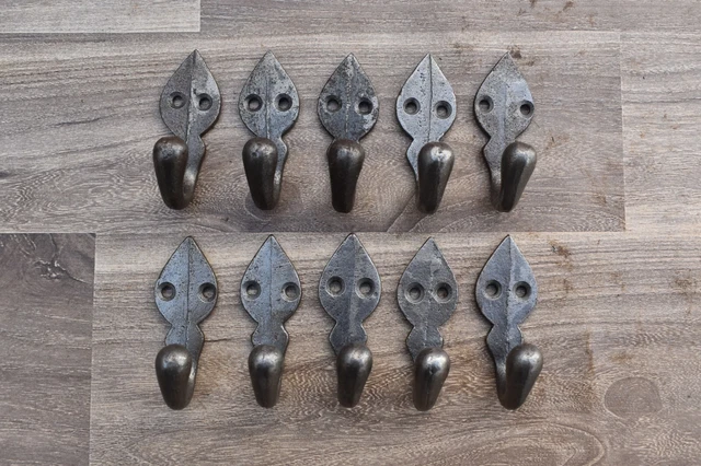 Vintage salvage cast iron coat bath robe hanger library school acorn hook 10 pcs 2