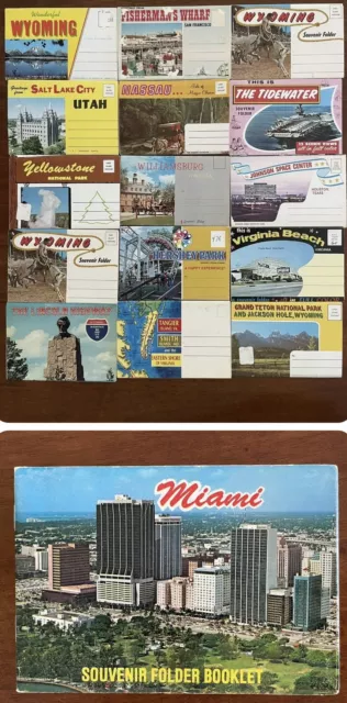 Lot of 16 Vintage Souvenir Fold Out Postcards USA Bahamas 1960s-70s Unstamped