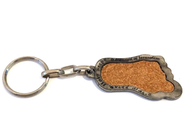 VINTAGE HEBREW HOLY Soil Of Jerusalem Israel Holy Steps Key Chain ...