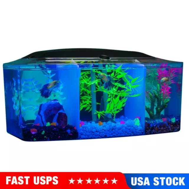 3 Gallon LED Glass Aquarium Kit for Starters with Filter,Wide View Fish Tank