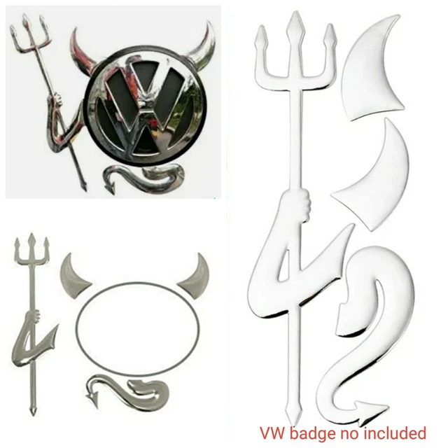 VW CAR STICKER Devil Horns Volkswagen Badge Decal Golf Beetle Polo T5