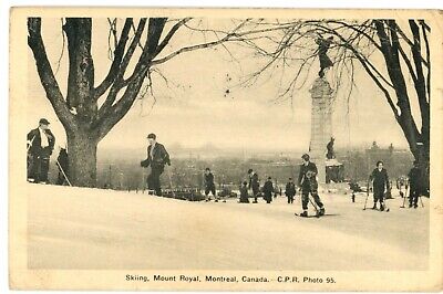 Winter Scene, Men Skiing At Mount Royal, Montreal, Quebec, Canada Postcard