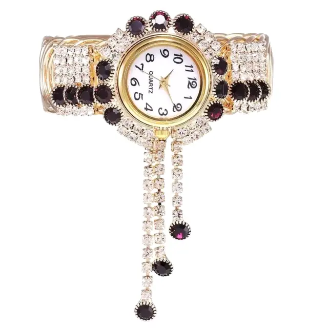 Luxury purple Rhinestone Women Quartz Watch Tassel Bracelet Fashion Gift New