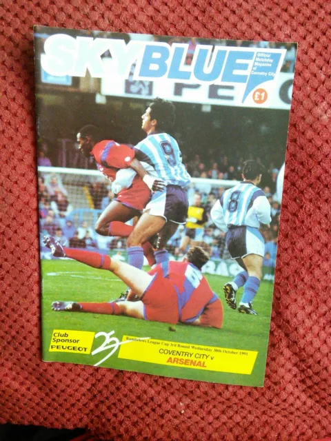 Coventry City V Arsenal 30 Oct 91 Rumbelows Cup Programme