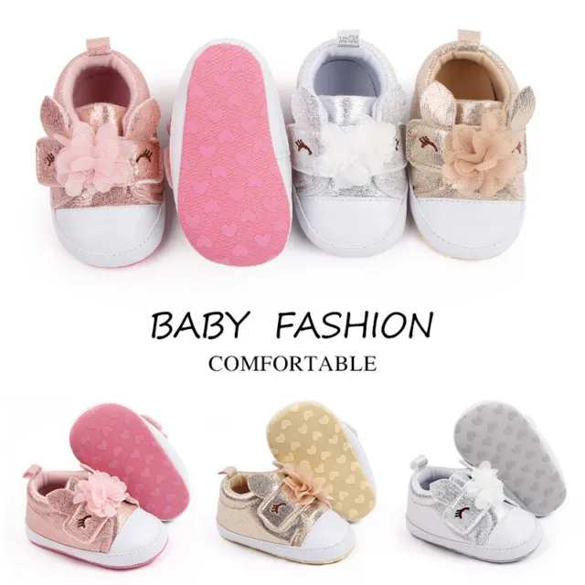 Newborn Baby Girl Pram Shoes Infant Soft Sole Sneakers First Step Trainers 0-18M