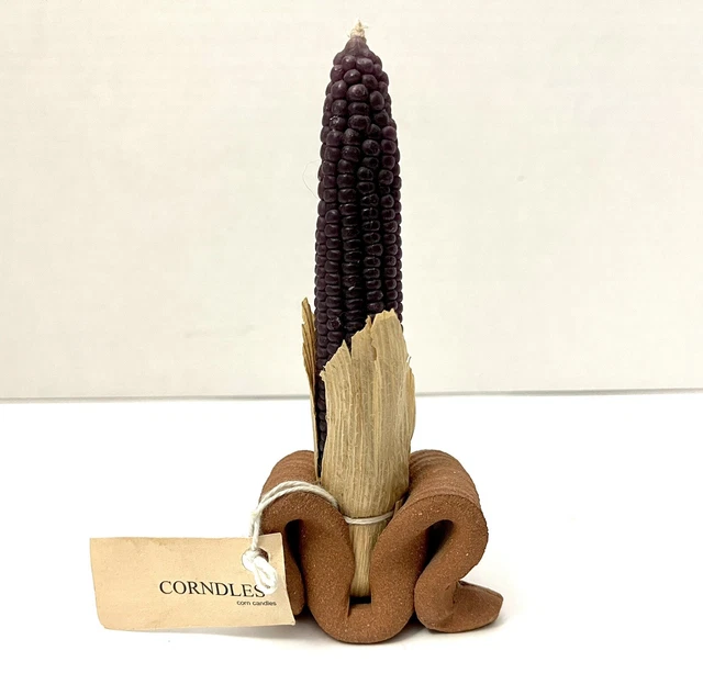 Vela de cera de maíz de colección en base de terracota cosecha decoración cordones nuevos con etiquetas