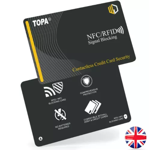 TOPA RFID Signal Blocking Card. Credit & Debit Card Blocker Protector UK Stock