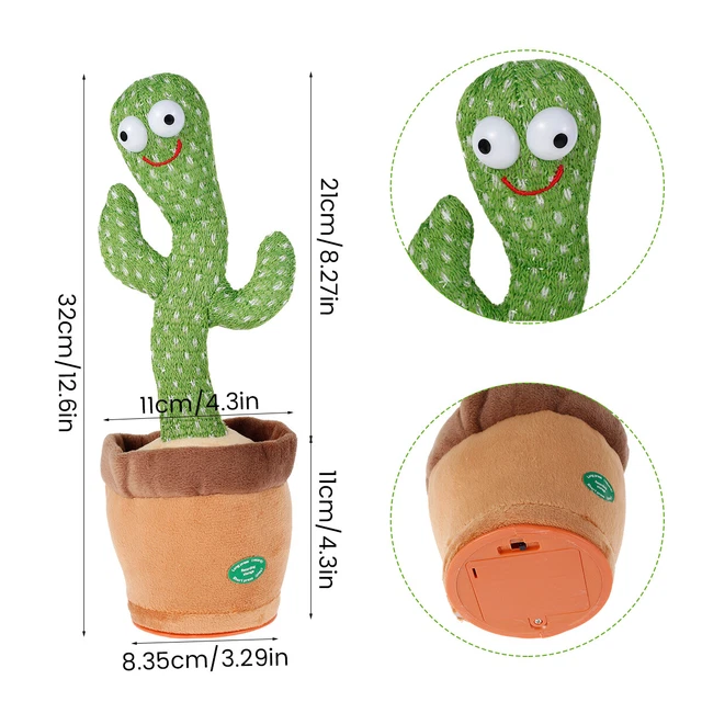Dancing Cactus Plush Toy Battery Powered Dancing Talking Cactus Toy Light maDmI 2