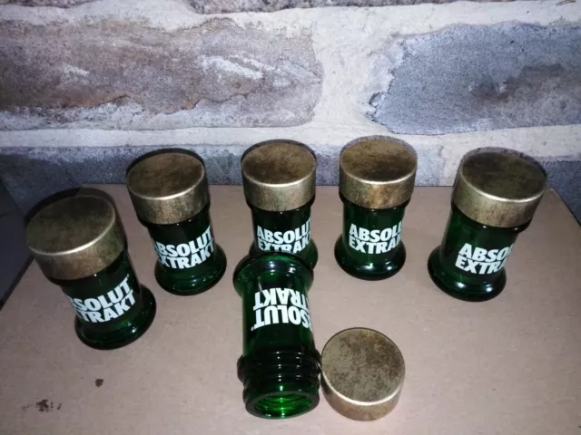 6 Verres vert green glasses shot shooter absolut extrakt NEUF no Ricard