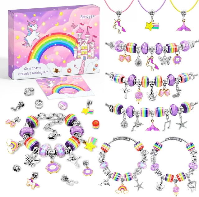 Cadeau Fille 5-13 Ans Enfant Jouet Bijoux Enfants Fille DIY Charms Bracelet  Kit Fabrication Creation Bijoux Filles Jouet Idée Cadeau 5 6 7 8 9 10 11 12 13  Ans Cadeau de Pâques Noël Anniversaire