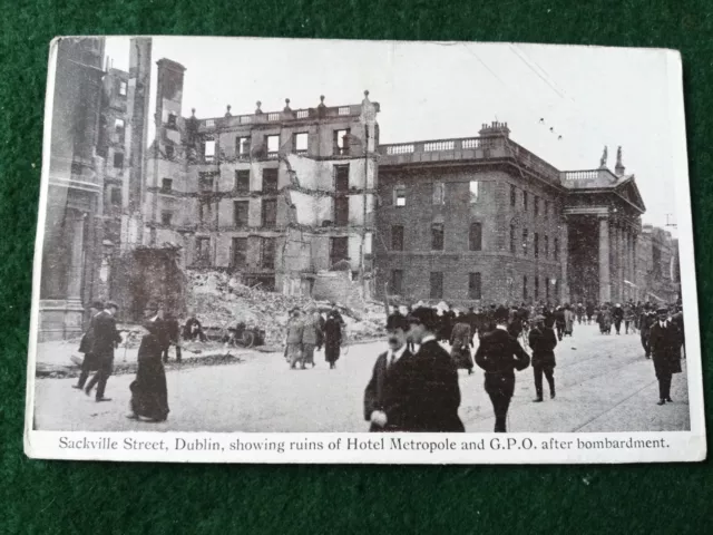 Irish 1916 Easter Rising Postcard Sackville Street Dublin G.P.O.