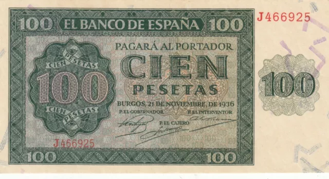 Crbs0866 Billete España 100 Pesetas 1936 Serie J Sin Circular 165