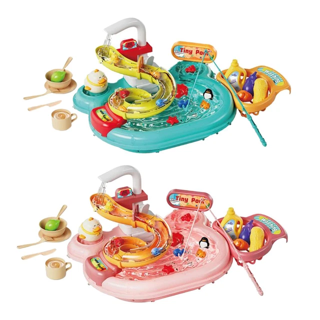 Évier De Cuisine Jouet Avec Eau Courante – Accessoires Fruits/légumes, Couteaux, Assiettes – Robinet 180° – Pour Enfants 3-7 Ans, Jeu De Rôle – Cadeau Anniversaire