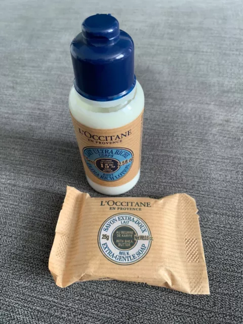 L’Occitane Shea Butter Travel Size Body Lotion and Soap Brand New