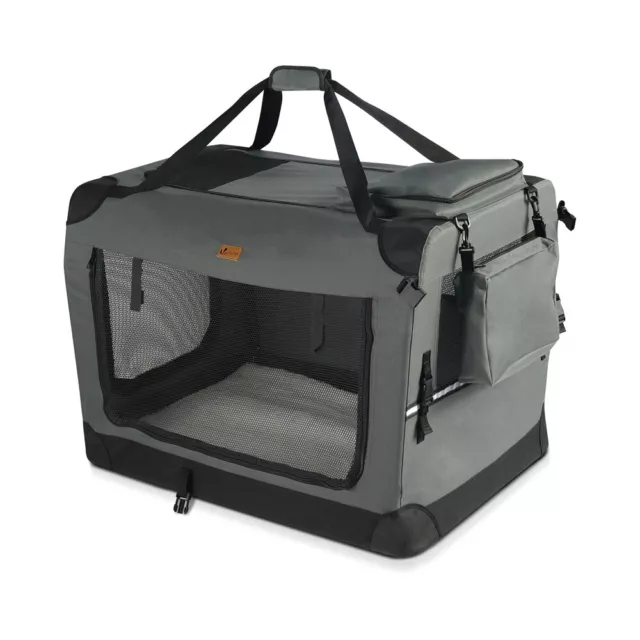 VOUNOT Sac transport pliable chien chat caisse cage portable 60x44x44cm gris