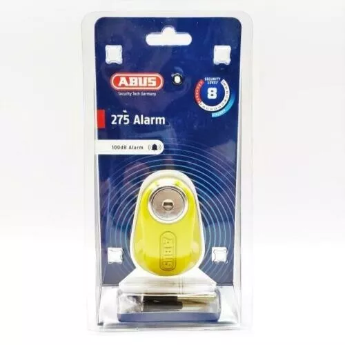 NEU!! Abus 275ALARM gelb Motorrad Motorrad Alarmscheibe Schloss 5 mm Verriegelungsstift