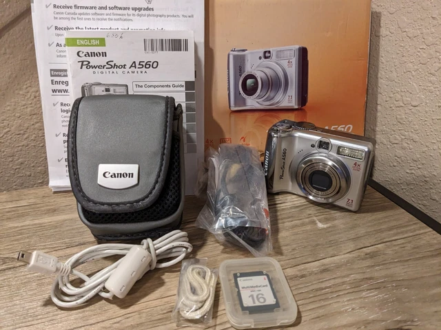 Canon PowerShot A560 Digital Camera 7.1MP 4X Optical Zoom with Case/Manuals
