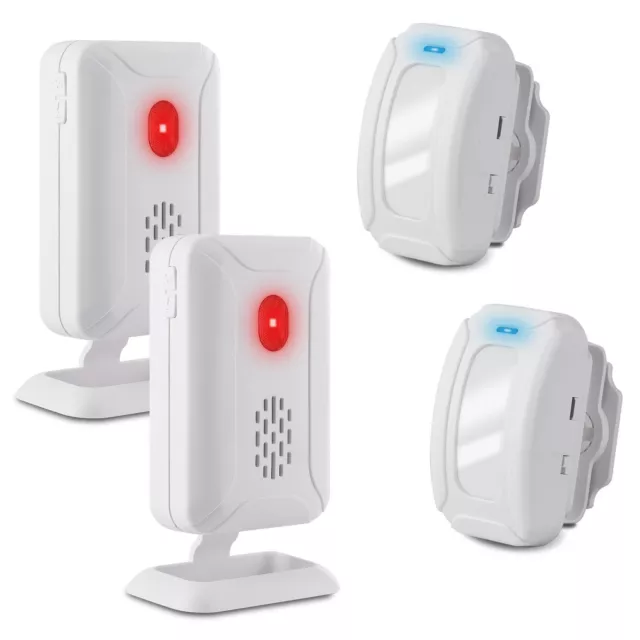 2 Set PIR Motion Indoor Sensor With Receiver Chime Door Bell  For Shops Business