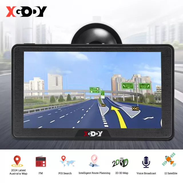 XGODY 7'' Truck Car Navigation GPS Navigator SAT NAV Free Australia Map Update