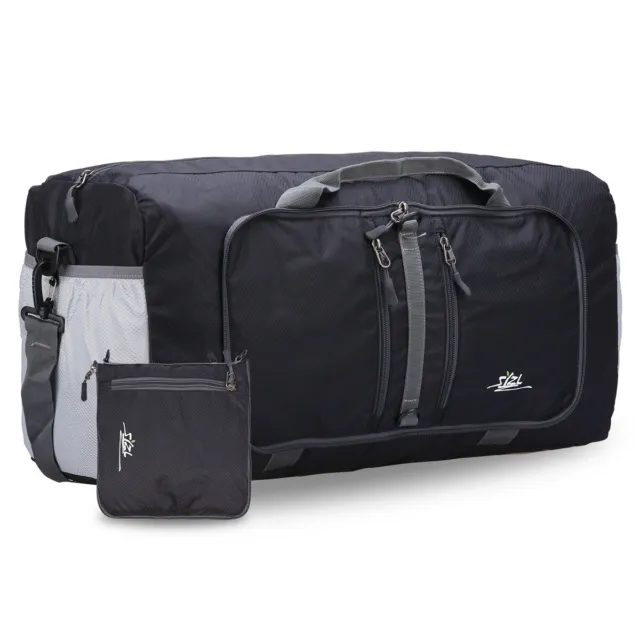 Mens Large Black Duffle Foldable Bag Waterproof Lightweight Sports Travel Hiking