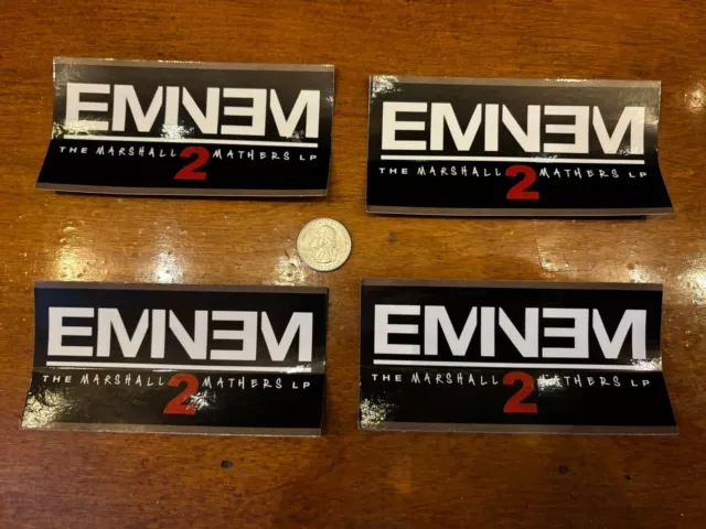 Eminem Bumper Stickers(Lot of 4)—Original Promo 2x4” -plus  free flag sticker