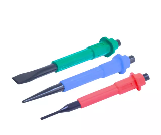 Engineers CrV Colour Coded Soft Grip Centre Punch Pin & Chisel Set 3pcs