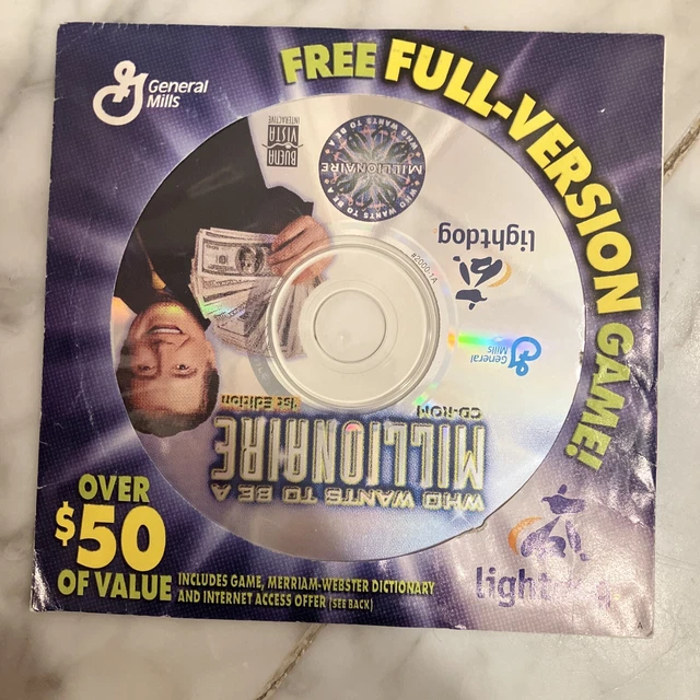 Who Wants To Be A Millionaire 1st Edition CD Game General Mills Promo (PC, 2000)