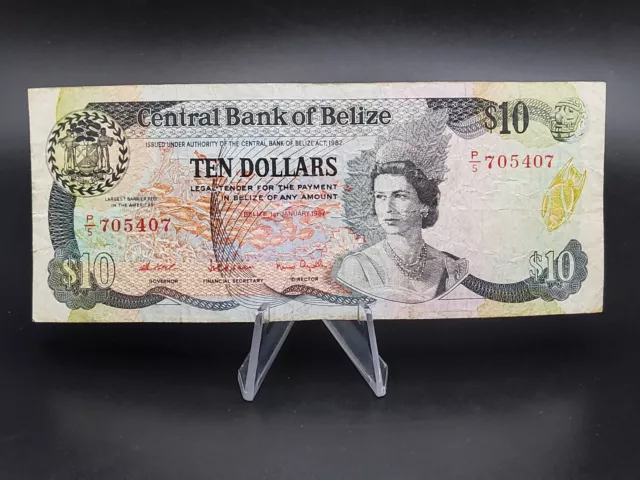 Belize Banknote 10 Dollars 1987 Circulated    P-48a