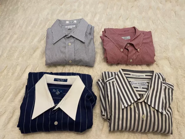 Lot of 4 Mens Dress Shirts Paul Fredrick Brooks Brothers Cotton Size 17 - 34/35