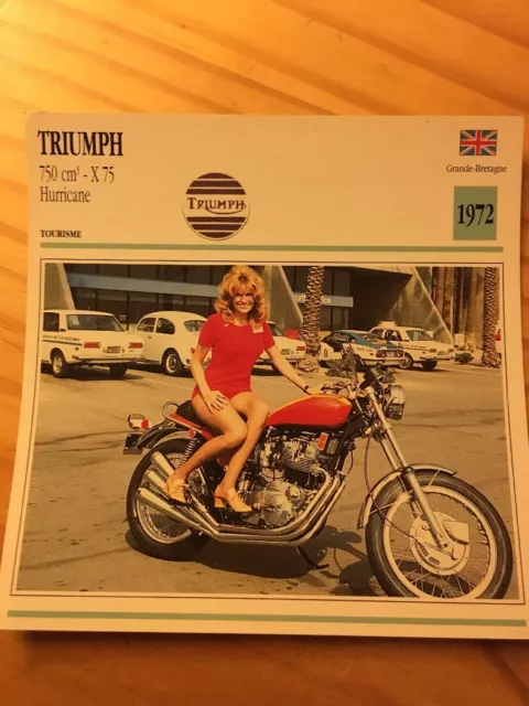 Triumph 750 cm3 X75 Hurricane 1972 Carte moto Collection Atlas UK