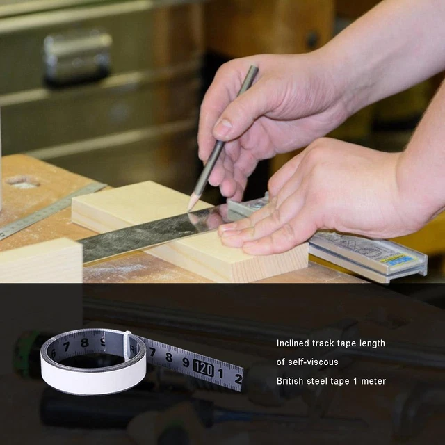 STAINLESS STEEL MITER Track Tape Self Adhesive Metric Ruler (L2R Silver