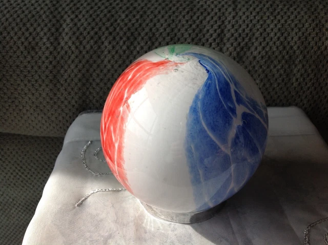 Hand blown Glass Friendship Ball good friend  Blue green red white 61