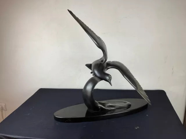 # Art Déco décor mouette sur onyx signée Irénée Rochard