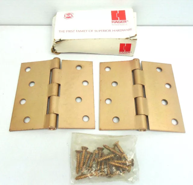 Hager 1741 4" X 4" US10 639 Full Mortise Plain Bearing Door Hinge 1 Pair 1634HW