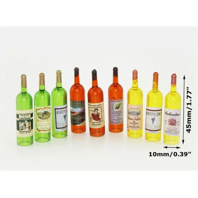 8pcs 1:12 Dolls House Miniature Scale Wine Whisky Beer Bottles Pub Bar Accessory