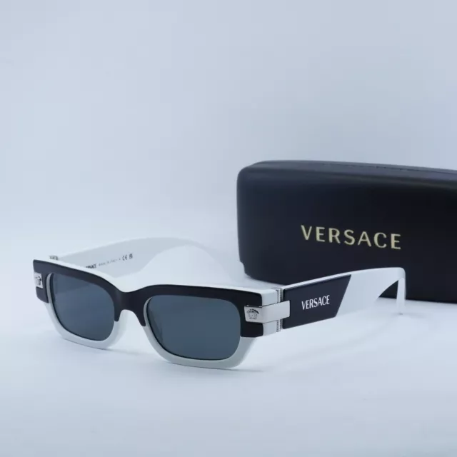 VERSACE VE4465 545987 Top Black/White/Dark Grey 53-18-145 Sunglasses New Auth...
