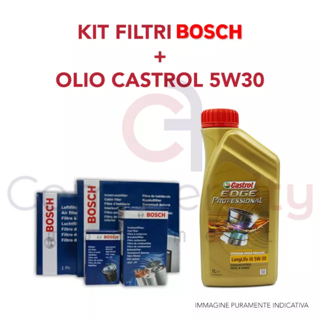 Kit Tagliando Filtri Bosch + Olio Castrol Vw Polo 6R 6C 1.0 1.2 1.4 Benzina