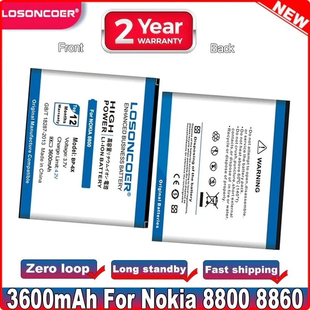 LOSONCOER 3600mAh BP-5X BP-6X Battery For Nokia 8800 8860 8800 Sirocco N73i 8801