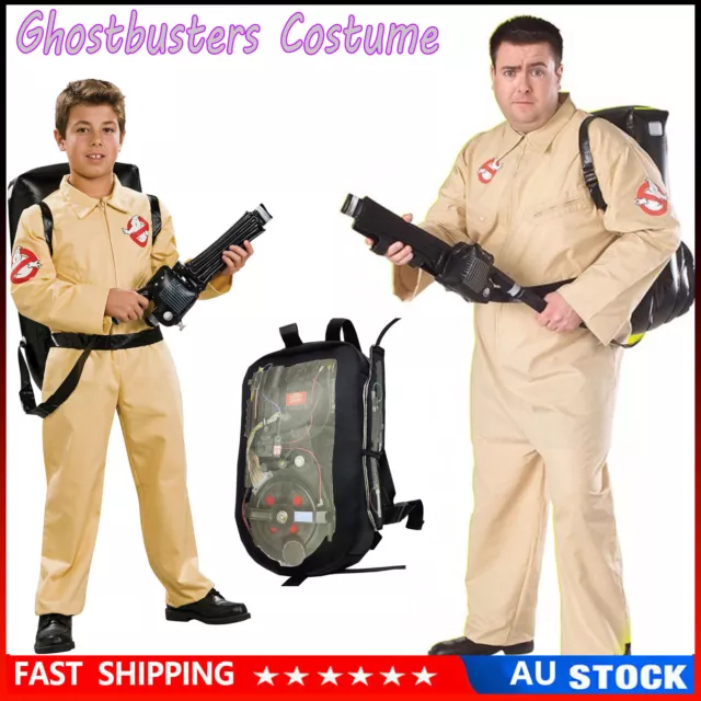 Kids Adult Ghostbusters Cosplay Costume Jumpsuit Outfits Backpack Halloween Suit