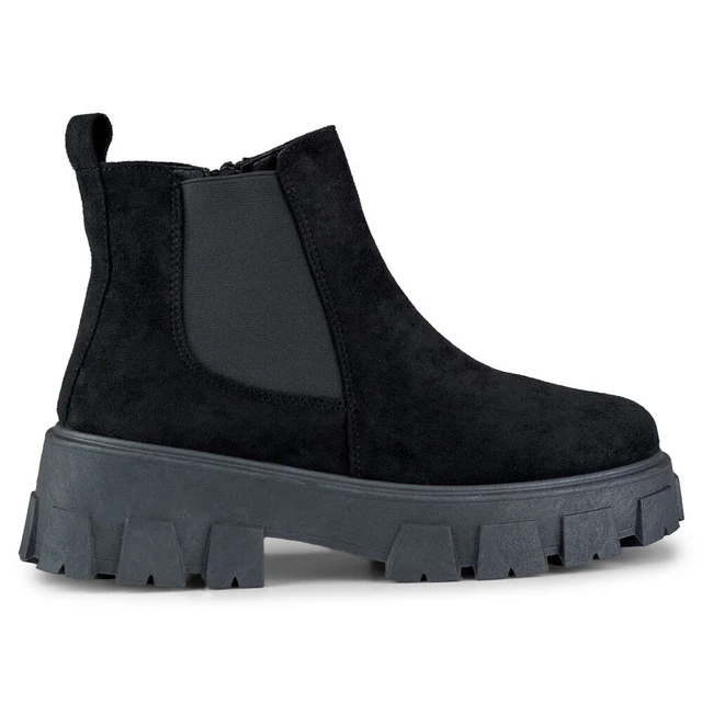 Bottines noires pour femme à semelle épaisse le noir